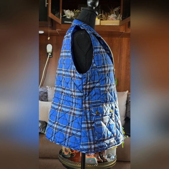 St. John's Bay Vibrant Blue Plaid Quilted Vest - Picture 4 of 8
